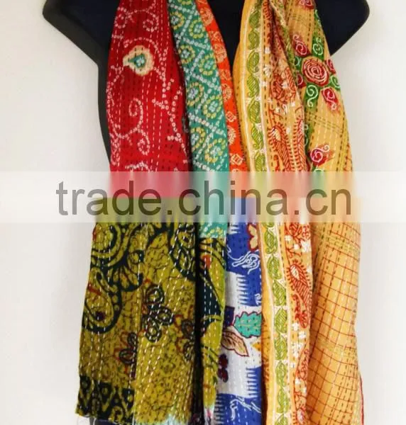 Old Vintage Cotton Kantha Work Women's Wear Stole / Scarve For Sale