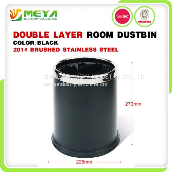 Small Indoor Hotel Room Commercial Dobel Layer Round Cylinder Waste Bin Trash Cans photo-4