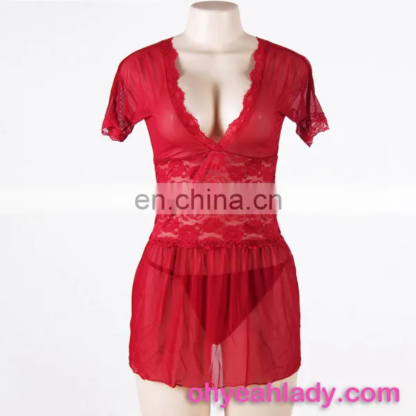 Includ G String Red Mature Lingerie Sexy Babydoll photo-4