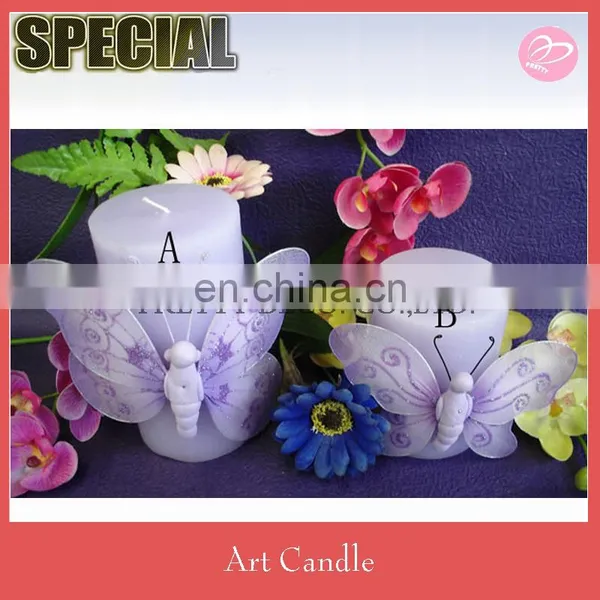 Purple Nylon Butterfly Wedding Candle