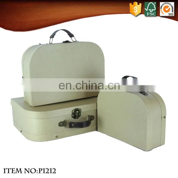 Retro Cloth Cardboard Suitcase With Handle photo-2