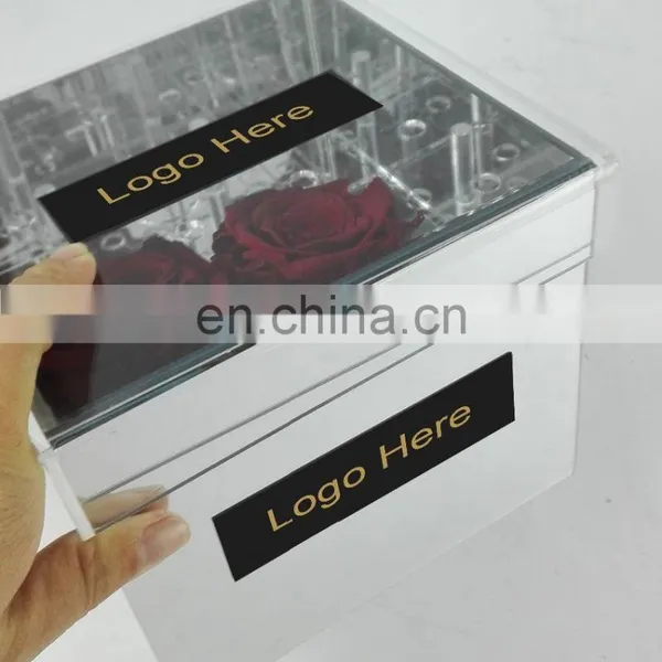 Decorative Mirror Acrylic Flower Box ,waterproof Luxury Silk Flower Box photo-2