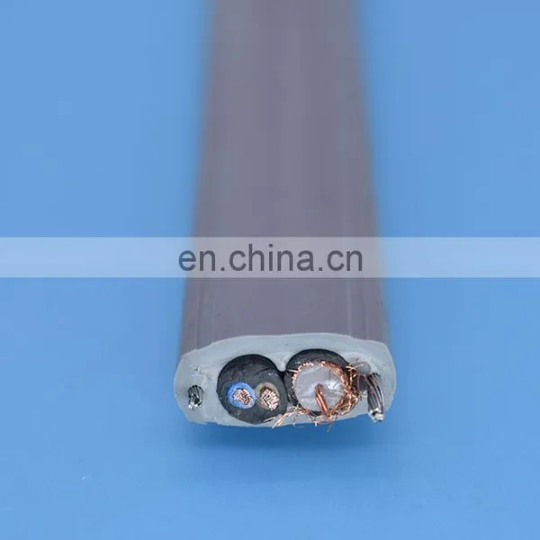 Flat Elevator Travelling Cable Elevator CCTV Camera Cable 2 Power Cores With Coaxial Cable RG59 photo-2