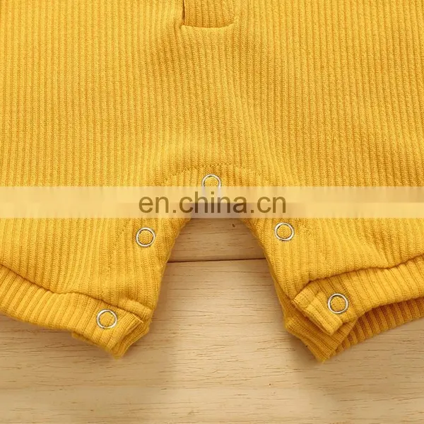 Newborn Baby Clothes Solid Color Ribbed Cotton Jumpsuit Rompers Baby photo-4