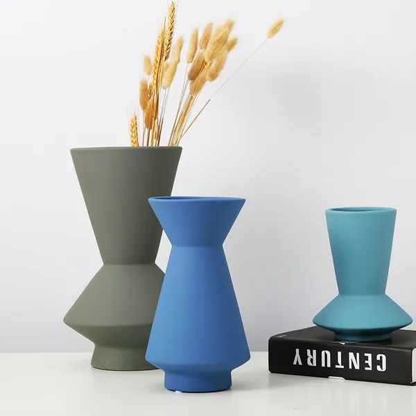 Widemouthed Matte Industrial Nordic Style Green Ceramic Vase,Sofa Set Sitting Room photo-5