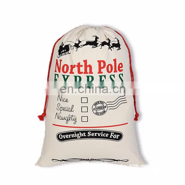2021 Hot Selling Christmas Sack Canva Bag Cotton Drawstring With Customized Logo Sublimation Blank Christmas Santa Gift Bag photo-2