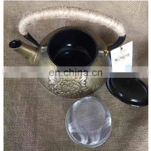 Antique Class Teaware Chinese Enamel Tea Sets Cast Iron Teapot With Strainer photo-3