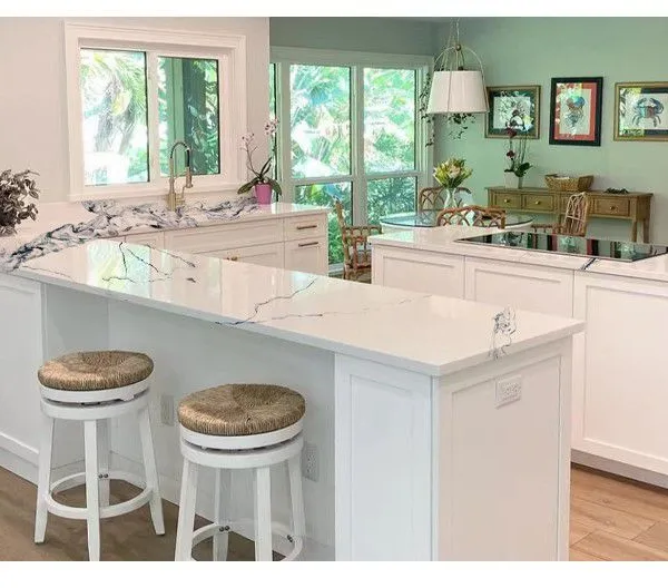 Code：1212，Calacatta Artificial Stone Quartz Slab Kitchen Countertops photo-3
