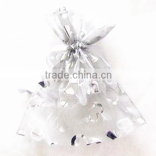 Print With Blue Snowflakes Organza Present Pouch With Rope Drawstring, Nuts Bags for Packing Party Candy/festive Gifts photo-5