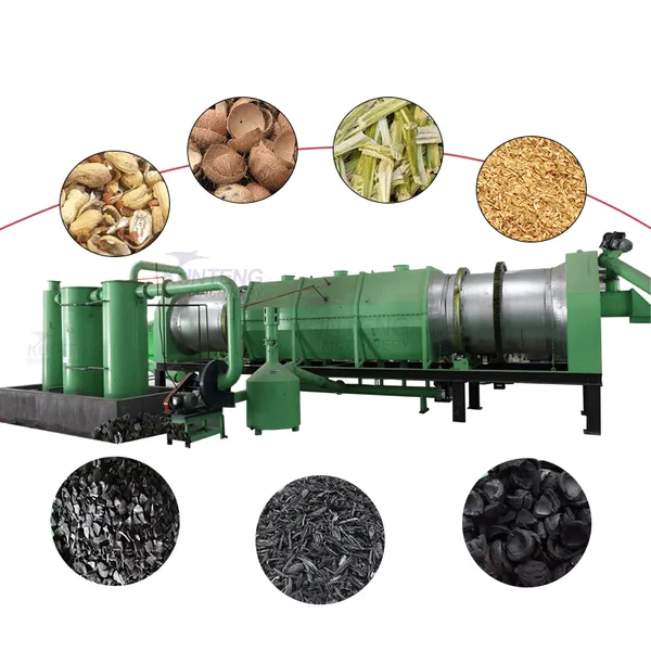 Continuous Charcoal Production Palm Shell Carbonization Furnace Coconut Shell Crushing and Carbonization Production Line EPC