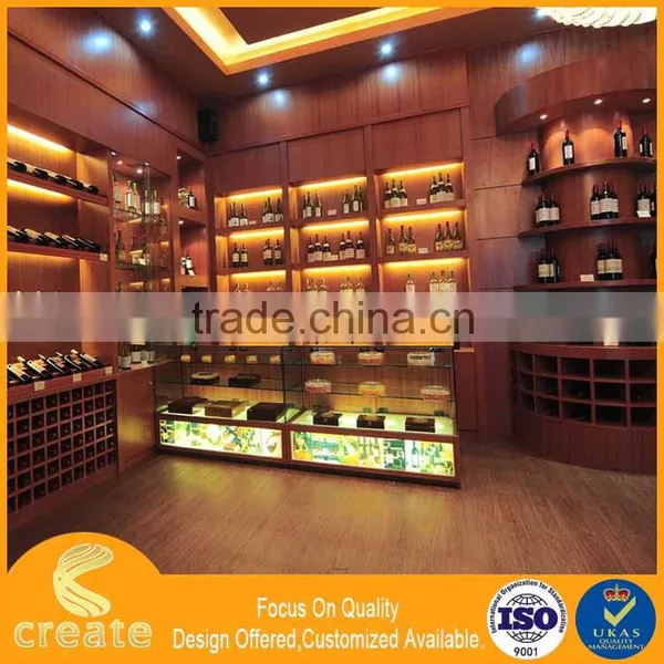 Modern Cherry Wooded Red Wine Shop Furniture Display Showcase/wine Rack/wine Stand photo-5