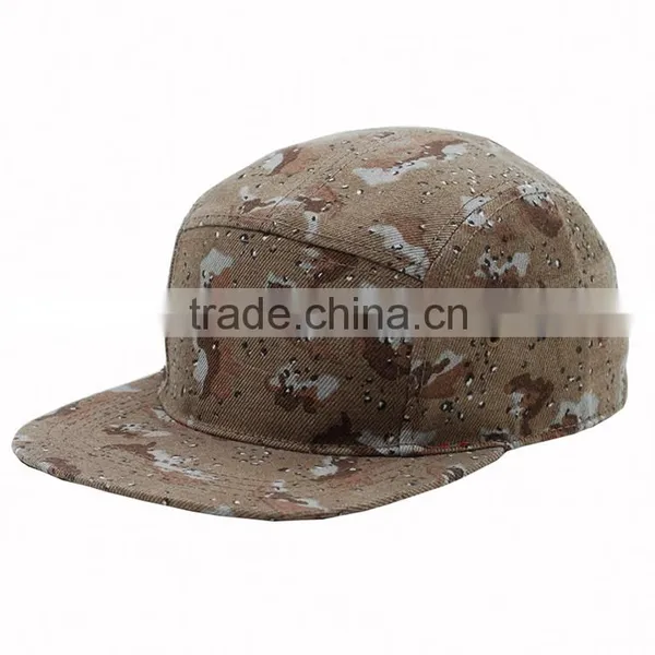 100% Arcylic Flat Brim 5 Panel Camo Military Snapback Cap Wholesale photo-2