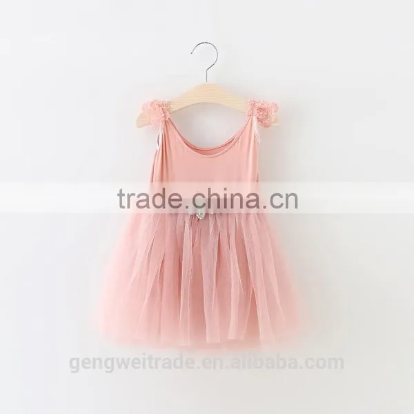 2016 New Korean Children's Clothing Girls Dress Pure Cotton Diamond Flower Belt Children Princess Dress Girl Lace Party Dress