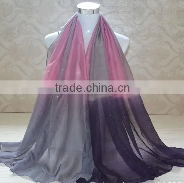 Wholesale New Design Autumn Fashion Gradient Cotton Glitter Woman Shawl photo-3