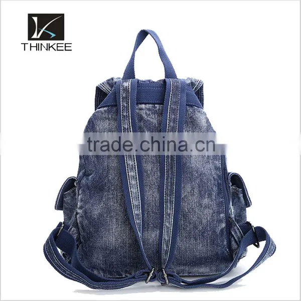 High Quality Fashion Factory OEM Durable Retro Jeans Cloth Backpack Bag photo-3