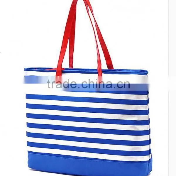 Promotional Custom Leisure Stripe Tote Bag With PVC Handle