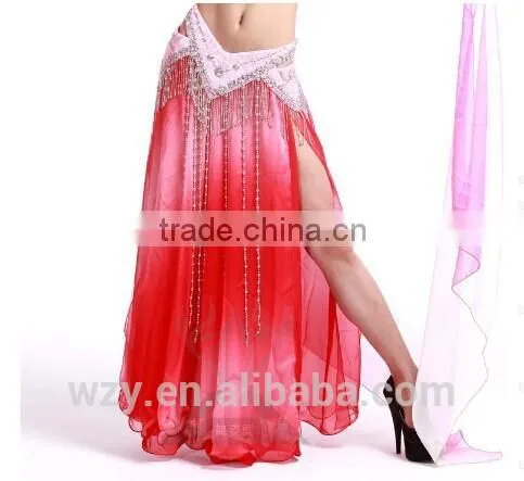 Two Layers Chiffon Colorful Silt Dress Long Sexy Belly Dance Skirt for Belly Dancer photo-5
