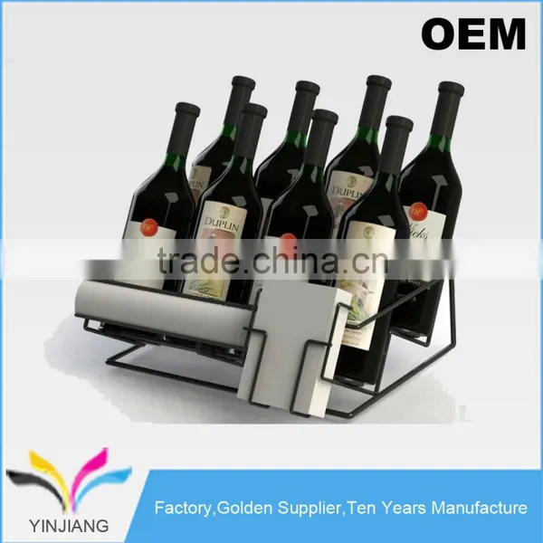 Quality Guarantee 8 Bottles Metal Counter Top Wine Display