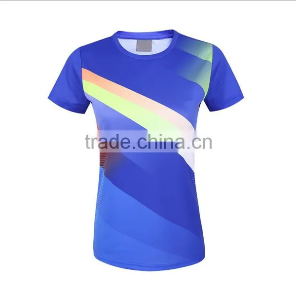 2016 Custom Wholesalecomfortable Ladies Royal Blue Running Tshirt photo-6
