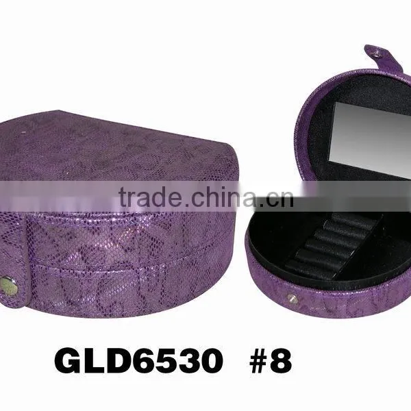 Faux Leather Jewelry Box With Foam Insert Ring Set With Mirror photo-2