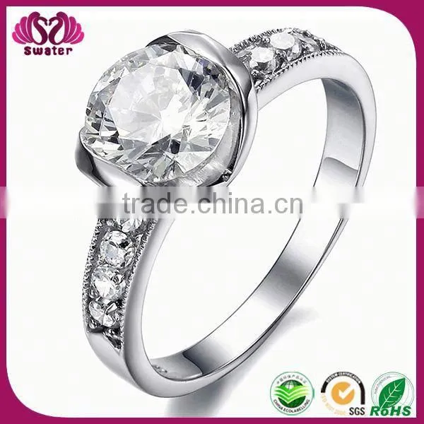 Crystal Wedding Ring 18K Silver Ring