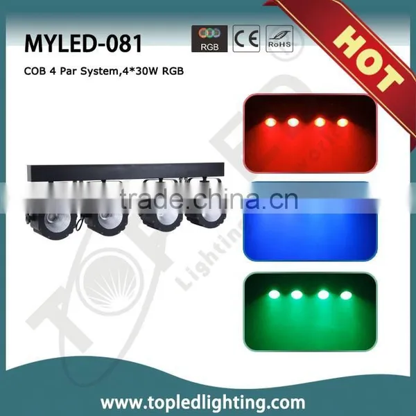 90W COB 4 Par System 4*30W RGB With A Footswitch Per Set And A Carrying Bag Inside LED Display Music Sensor Light