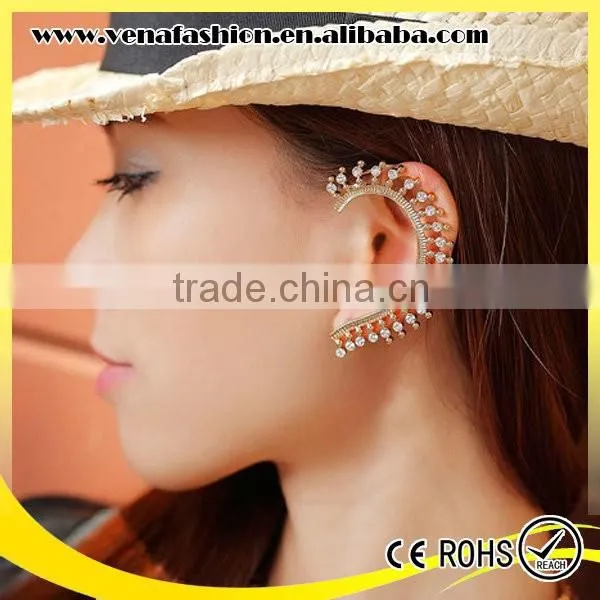 Women Small Moq Cheap no Piercing Rhinestone Ear Cuff photo-4