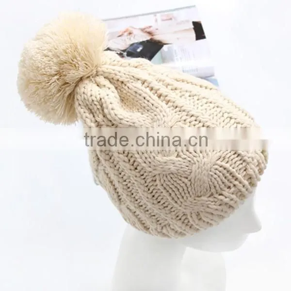 100% Acrylic Winter Knitted Hats With Pompoms photo-4