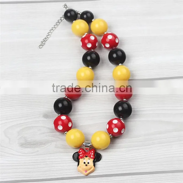 Wholesale Baby Girl Christmas Red And Yellow Chunky Necklace And Baby Girl Hairband Set photo-3