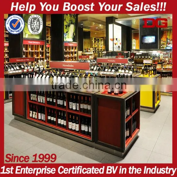 Delicate Transparent Tempered Glass Wood Table Display for Wine