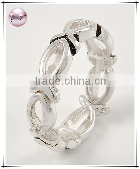 Antique Silver Tone Metal Jesus Fish Design Stretch Ring