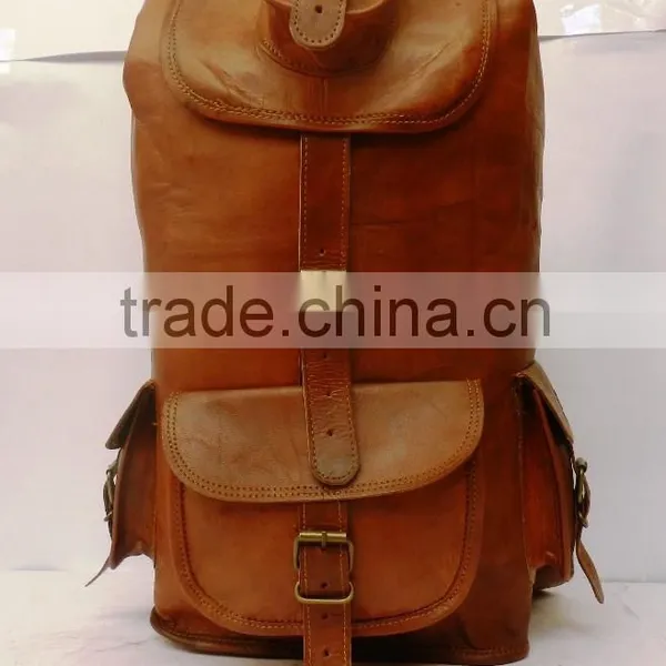 real got leather back pack travel bag/back back in vintage style/real leather rack suck