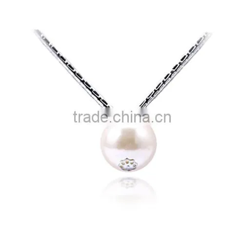 Latest Beautiful Wholesale Silver Chain Big Pearl Classical Style Elegant Necklace photo-3