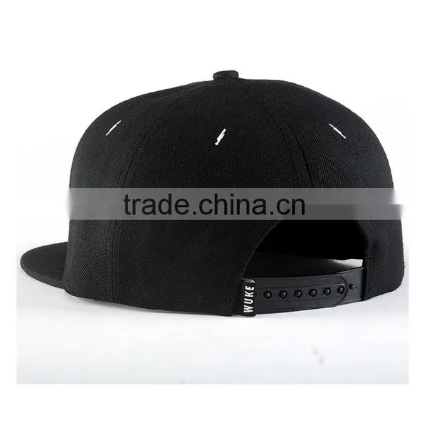 Custom Design Your Own Logo 100% Acrylic Black Caps Snapback Hat photo-3