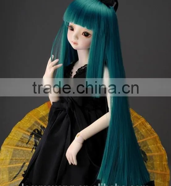 New Style Long Dark Blue Straight 1/4 BJD Doll Wig photo-3