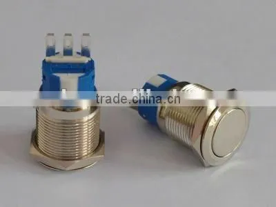 19mm Waterproof on off Push Button Switch 3 Pin With Flat Head