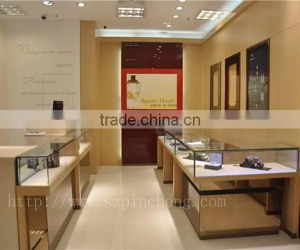 Lighted Wooden Jewelry Watches Display Cases and Cabinets for Mall Kiosk