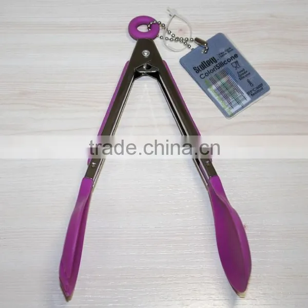 BBQ Tongs Wholesale Bbq Grill Tongs Rose Round Stainless Steel +nylon Tongs NL83 photo-5