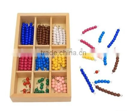 High Quality Wooden Montessori Mathematics Toy Checker Board Colorful Beads photo-3