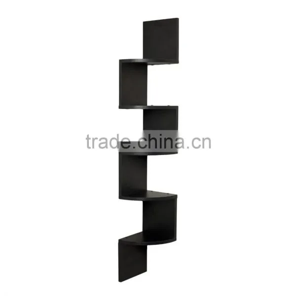 Large Laminate Corner Wall Mount White MDF Bookshelf photo-2