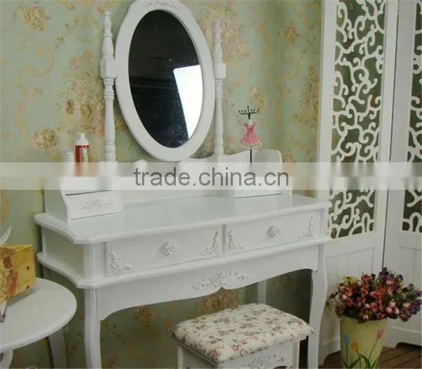 Solid Wooden Dresser Europe Style White Color Bedroom Dressers With Stool Knocked Down Package 90*38*146CM photo-2