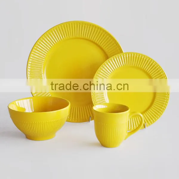 16pcs High Quality Embossed Dinner Set With Purple Solid Color photo-5