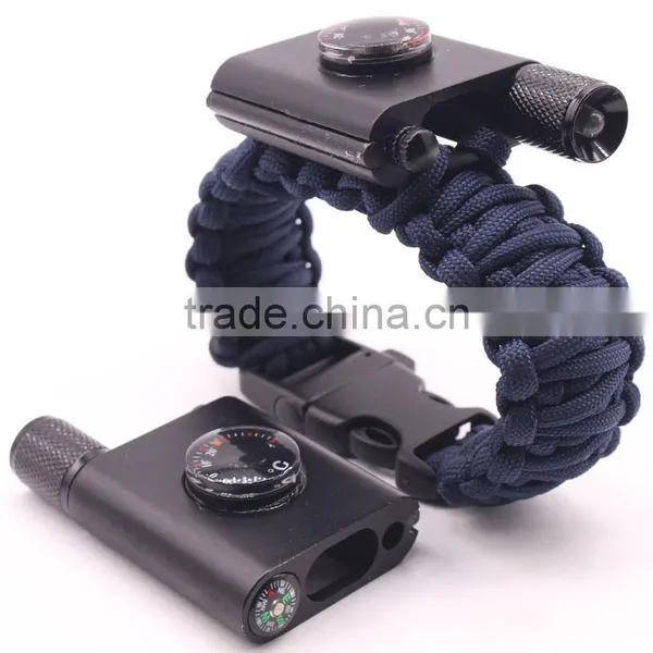Newest Design Outdoor Survival Compass Paracord Bracelet With LED Light photo-4