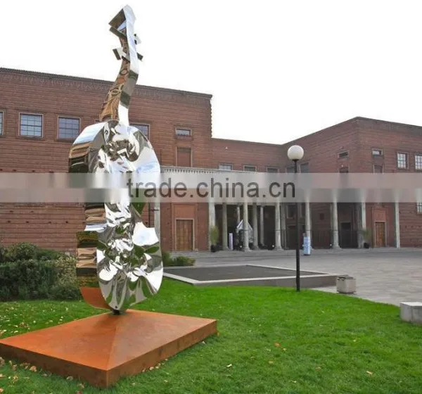 Vivid Guitar Standing of Garden Stainless Steel Sculptures photo-2