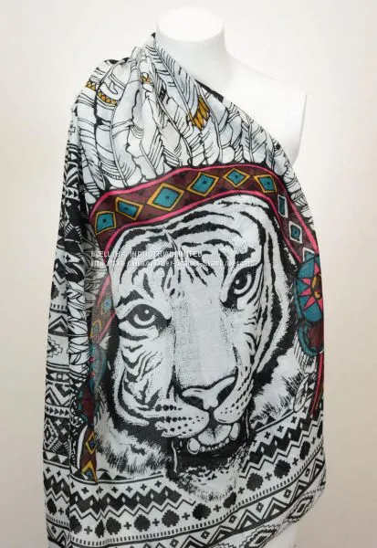 Fashion Animal Printing Polyester Pashmina Scarf Shawl Wraps Factory photo-2