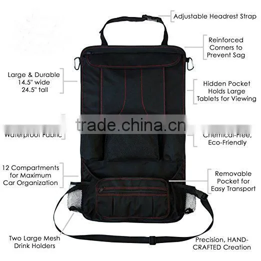 12 Compartments Larger Protection & Storage Car Back Seat Organizer for Kids photo-3