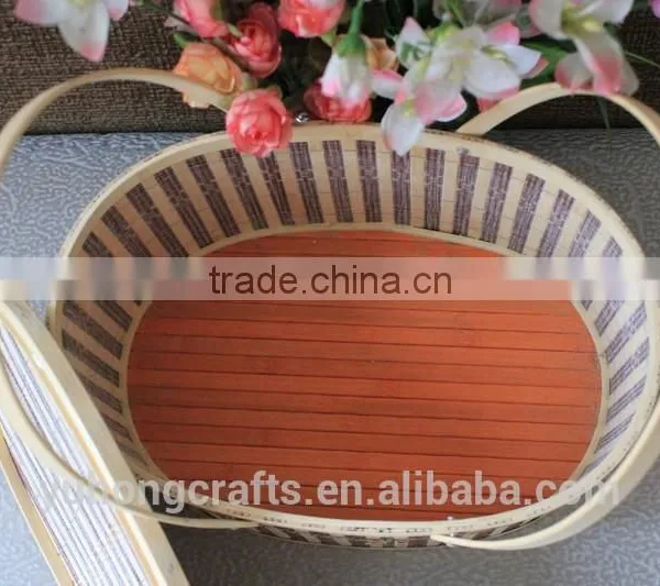 Storage Bamboo Basket With Handle For Picnic photo-6