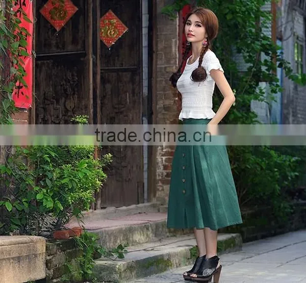 New Arrivals Fashion Women Casual Long Skirts Single-Breasted for Autumn photo-3