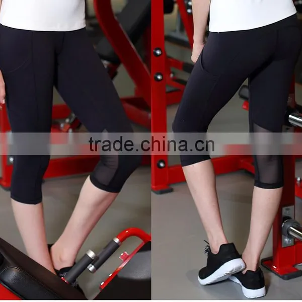 Sexy Mesh Insert Yoga Pants With Hidden Zipper Pocket Gym Wear photo-2