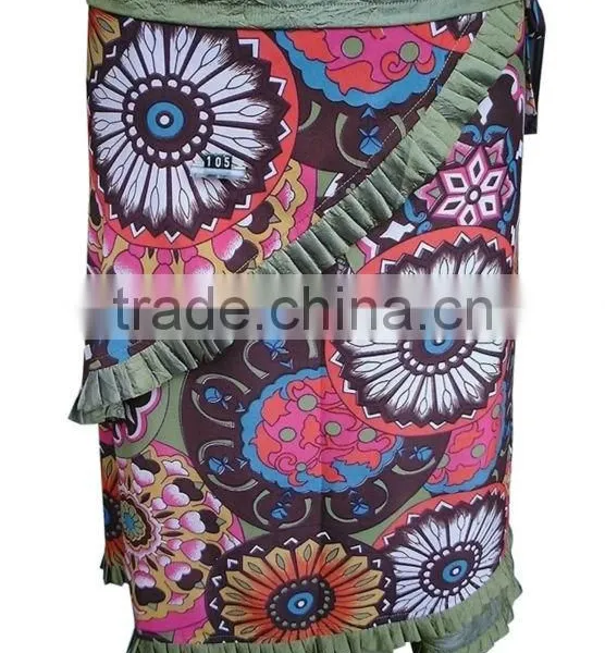 New Arrival Print Skirt 100% Cotton Fringe Hem Tight Fit 100% Sexy Hot Skirts photo-2